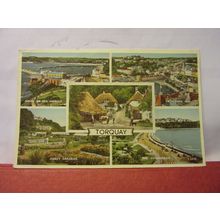 multiview, TORQUAY, DEVON used vintage postcard by Valentine 1957 pm