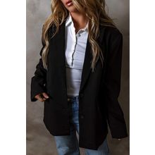 Black Lapel Flap Pocket Buttoned Blazer