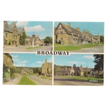 multiview, BROADWAY WORCESTERSHIRE used vintage postcard 1974 postmark #