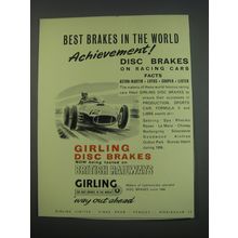1957 Girling Disc Brakes Ad - Best brakes in the world Achievement