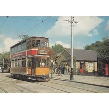 Auchenshuggle Glasgow Bus Tram Outside Derby Bookshop 1970s Postcard