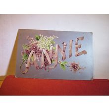 'ANNIE' , CHRISTMAS CARD used antique postcard 1910 pm =
