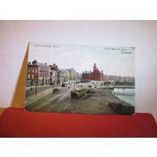 TOWN HALL & QUAY, GREAT YARMOUTH, NORFOLK used antique postcard 1904 pm =