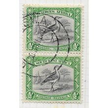 AFRICA SOUTH WEST 1931 SG74 KORI BUSTARD BIRD VERTICAL PAIR USED SWA
