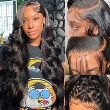 Pizazz 13X6 Body Wave Lace Front Wigs Human Hair Pre Plucked 180 Density HD Tran