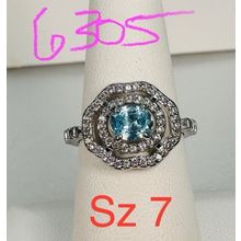 Bomb Party Ring Jewelry BP Sz7 Revealed RBP Heexagon Aqua Blue Oval Rhodium Pl