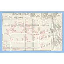 CT New Haven Plan Of Yale College Old Map Showing Streets And Building Loc~590