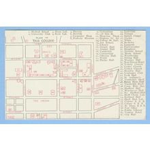 CT New Haven Plan Of Yale College Old Map Showing Streets And Building Loc~590