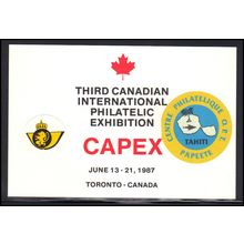 Card 3rd Canadian Int'l Exhibit With Label CAPEX '87 Box0101
