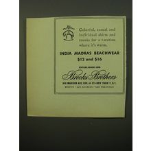 1950 Brooks Brothers India Madras Beachwear Ad - Colorful, casual