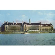 Boats By County Hall Greater London Council 1970s Postcard