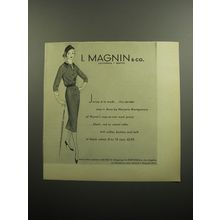 1957 I. Magnin Marjorie Montgomery Dress Ad - Jersey a la mode