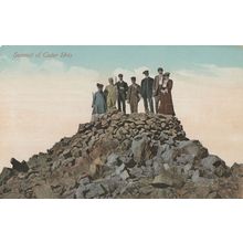 Mountain Climbers Reaching Cader Idris Summit Wales Old Postcard