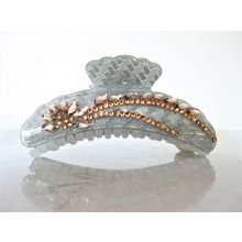 Large long hair claw clip crystal flowers and glitter for thick hair
