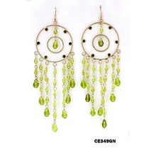 Chandelier Rhinestone Earring - Green - ER-CE349GN