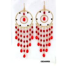 Chandelier Rhinestone Earring - Red - ER-CE349RD