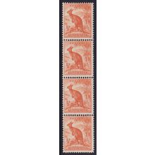 Australia 1950 ½d Kangaroo Coil Strip of 4 with Line to Roo's Ear MUH (a)