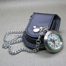 Vintage Mickey Mouse Pocket Watch with Luminous Dial Chain Black Color Pouch C60