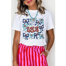 White USA Bowknot Graphic Tee