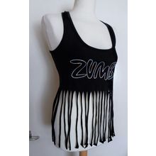 Zumba Fitness Crop Fringed Racerback Vest Top Black M UK 10