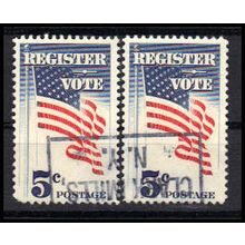 Used 1249 5c Register and Vote (2) Clark Mills, NY. E0892
