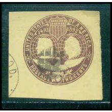 Used U349 2c Columbus and Liberty Fine Cut Square TIII WA2913