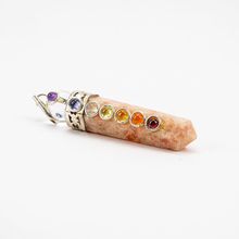 Chakra Pencil Point Pendant w/ Crystal Ball | 4mm Cabochons | Silver Alloy |...