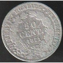 1871 A France 50 Centimes Silver Coin
