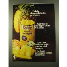 1975 Dole Chunk Pineapple Ad - In Its Own Juice