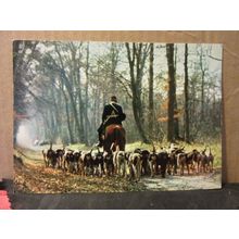 HUNTING WITH HOUNDS IN THE FOREST, France unused postcard.. #