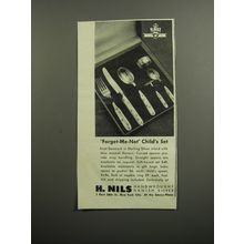 1952 H. Nils Forget-Me-Not Child's Set Silverware Advertisement