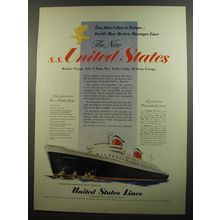 1952 United States Lines Cruise Ad - Less than 5 days to Europe