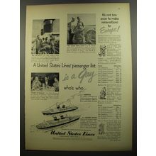 1952 United States Lines Cruise Ad - It's not too soon to make reservations