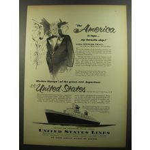 1952 United States Lines Cruise Ad - The America is tops.. my favorite ship!
