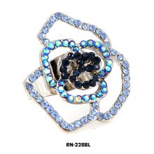 Austrian Crystal Rose Flower Ring - Blue Color - RN-228BL