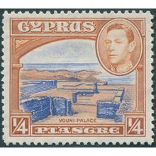 Cyprus 1938 ¼pi. ultramarine & orange-brown SG151 unused