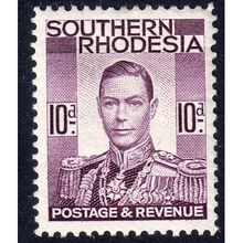 SOUTHERN RHODESIA 1937 Sg47 10d PURPLE LIGHTLY M/MINT (G8)