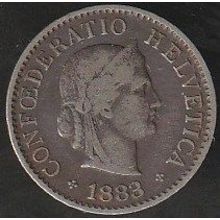 1883 B Switzerland 5 Rappen Coin