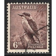 AUSTRALIA 1937/56: ZOOLOGICAL DEFINITIVES - 6d KOOKABURRA USED (G4)