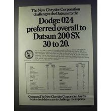 1980 Chrysler Dodge 024 Ad - Preferred to Datsun 200SX