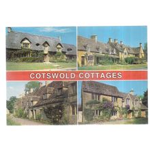 COTSWOLD COTTAGES. used vintage postcard 1986 multiview =