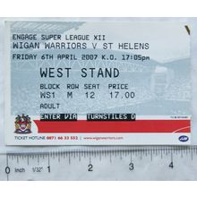 2007 ticket Wigan Warriors v. St. Helens, adult