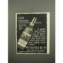 1952 Widmer's Lake Niagara Wine Ad - A golden clear vintage of Niagara grapes