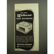 1952 Webster Chicago Webcor Tape Recorder Advertisement