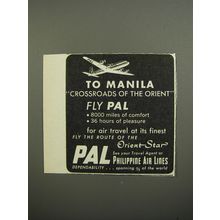 1952 PAL Philippine Air Lines Ad - To Manila crossroads of the Orient