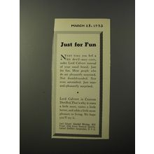1953 Lord Calvert Whiskey Ad - Just for fun