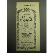 1957 The Ambassador Hotel Ad - The exciting Embassy Club