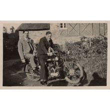 Proud Motorcycle Bike Riders in Back Garden Antique Real Photo Postcard