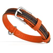 Soft Leather Dual Color Collar W 3/4" L 15-19" Orange