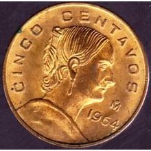 1964 Mexico 5 Centavos Coin